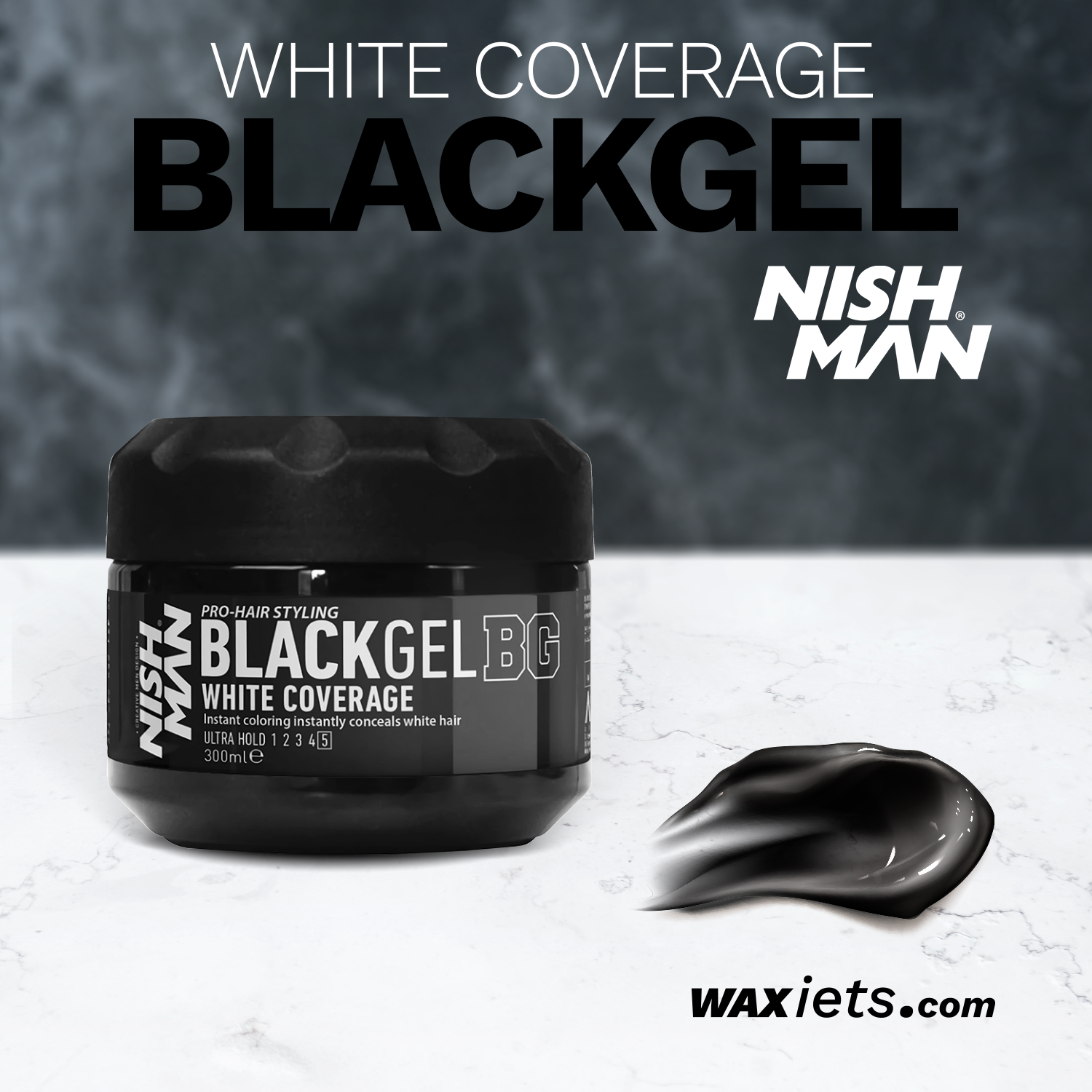 NISH MAN – Pro Hair Styling Black Gel – 300ml