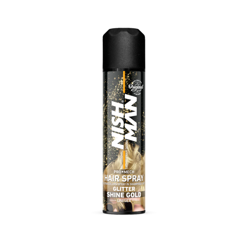 Nish man glitter hair spray – gold 150ml
